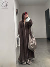 Mutedance 24 Autumn and Winter Collarless Belt Wool Coat MD-MD24FW39-BROWN